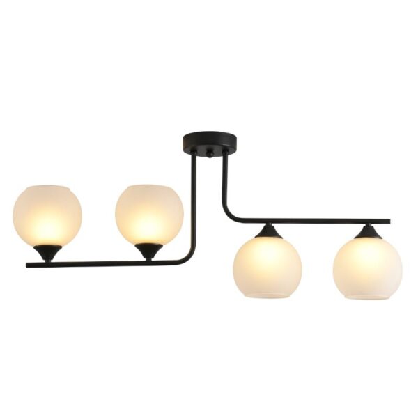 plafonska lampa sa 4 grla E27 crna sa kuglama