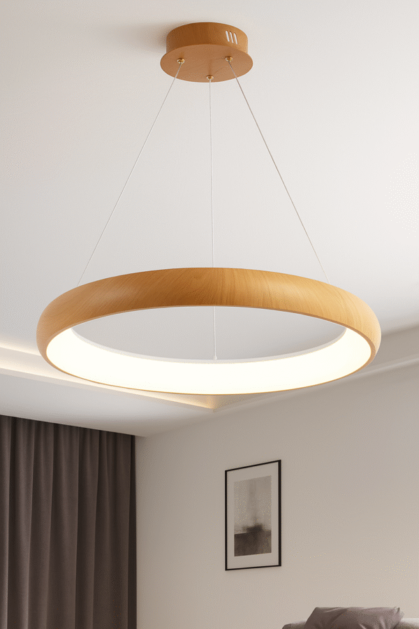 LED viseća lampa fi600mm boja drveta sa daljinskom kontorlom