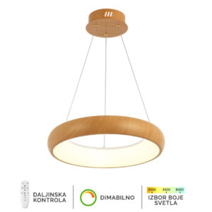 LED Viseća lampa boja drveta sa daljinskom kontrolom