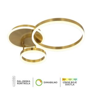 LED plafonska lampa F2047-66C SG sa tri prstena, ZLATNA boja, sa izborom boje svetla
