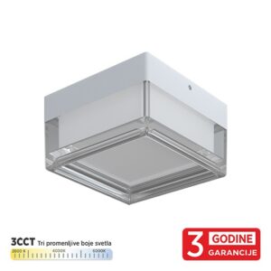 Kvadratna bela LED plafonjera 9W 3CCT IP65 sa 3 godine garancije