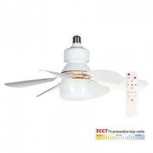 Beli plafonski ventilator sa LED svetlom MV5030-W sa daljinskim upravljačem i oznakom za 3CCT boju svetla